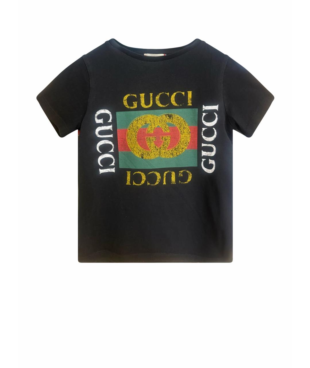 GUCCI Черная хлопковая детская футболка, фото 1