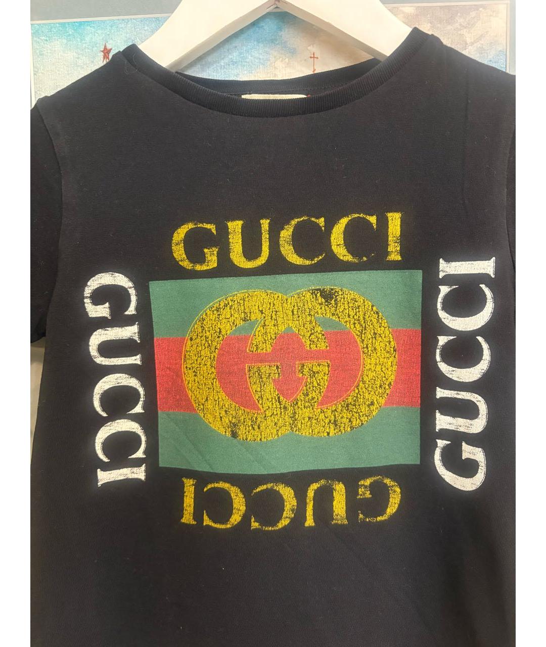 GUCCI Черная хлопковая детская футболка, фото 3