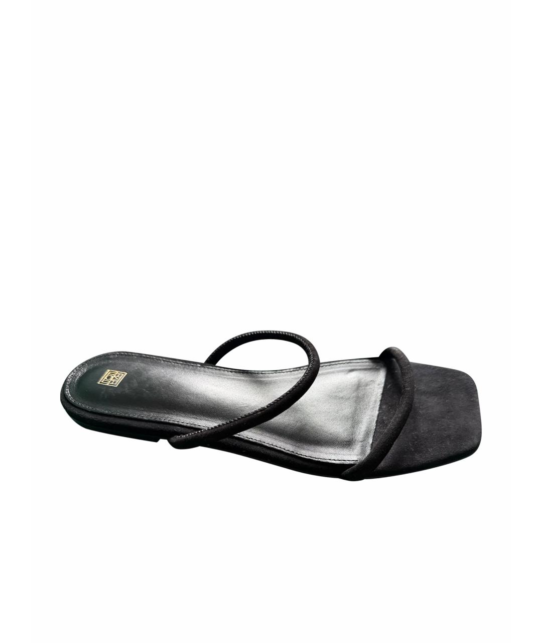 TOTEME Черные замшевые шлепанцы, фото 1