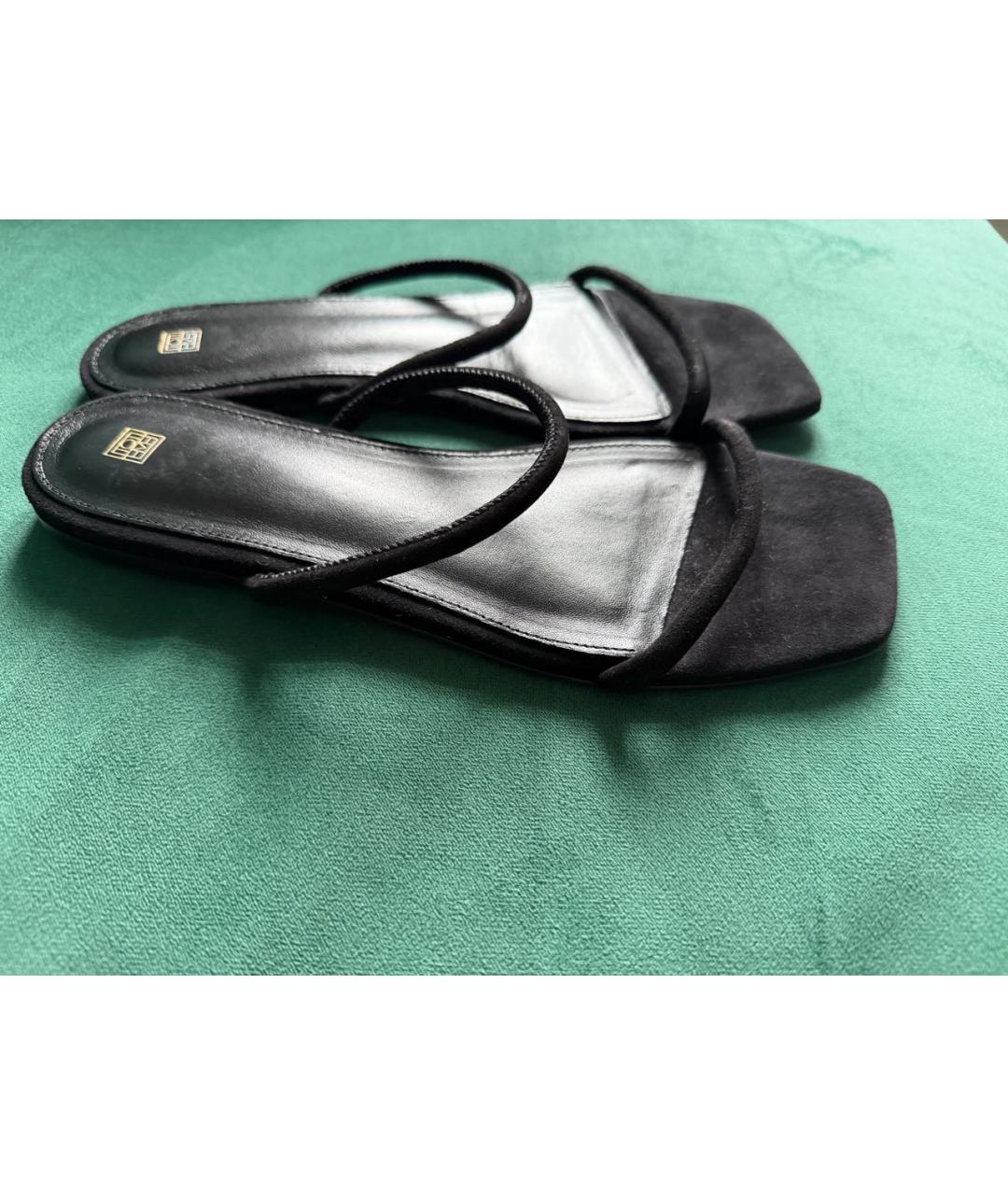 TOTEME Черные замшевые шлепанцы, фото 4