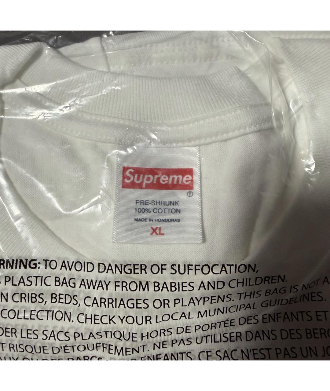 SUPREME Белая хлопковая футболка, фото 8