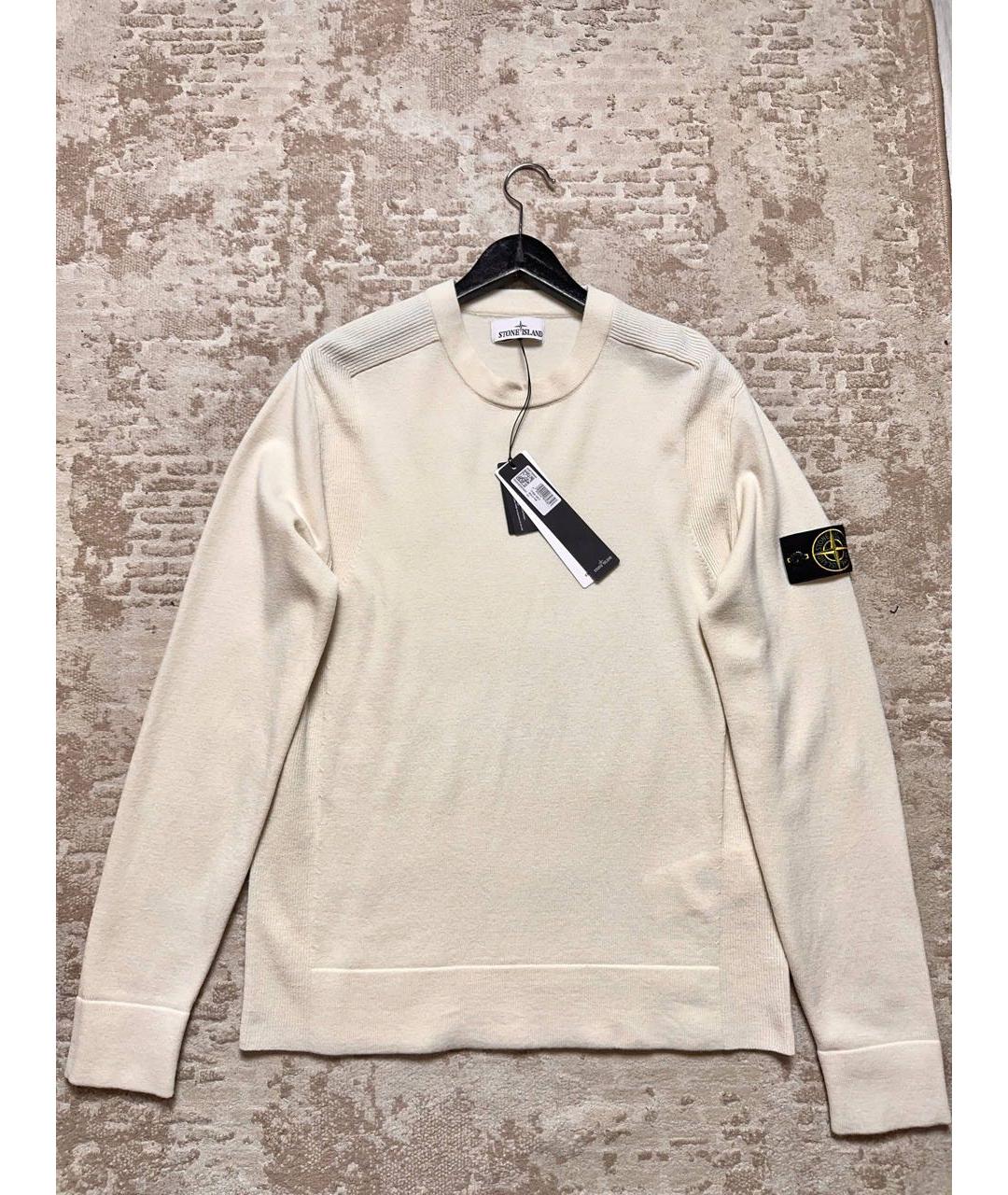 STONE ISLAND Бежевый шерстяной джемпер / свитер, фото 6