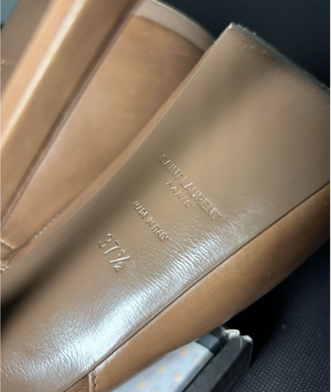 SAINT LAURENT Коричневые кожаные туфли, фото 7