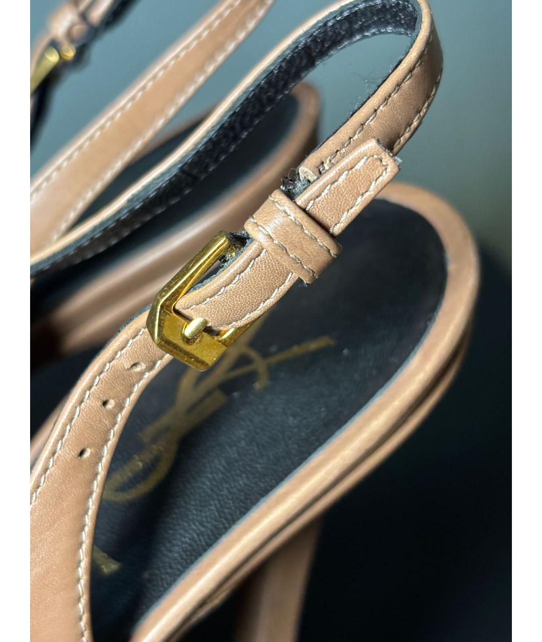 SAINT LAURENT Коричневые кожаные туфли, фото 6