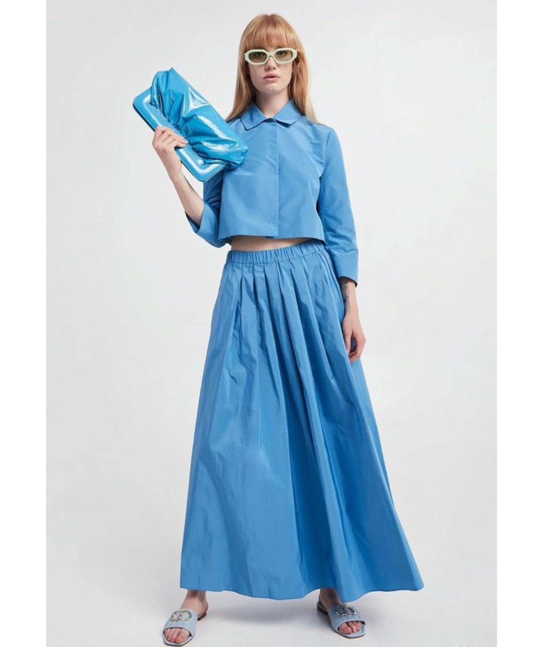 WEEKEND MAX MARA Голубой хлопковый костюм с юбками, фото 7