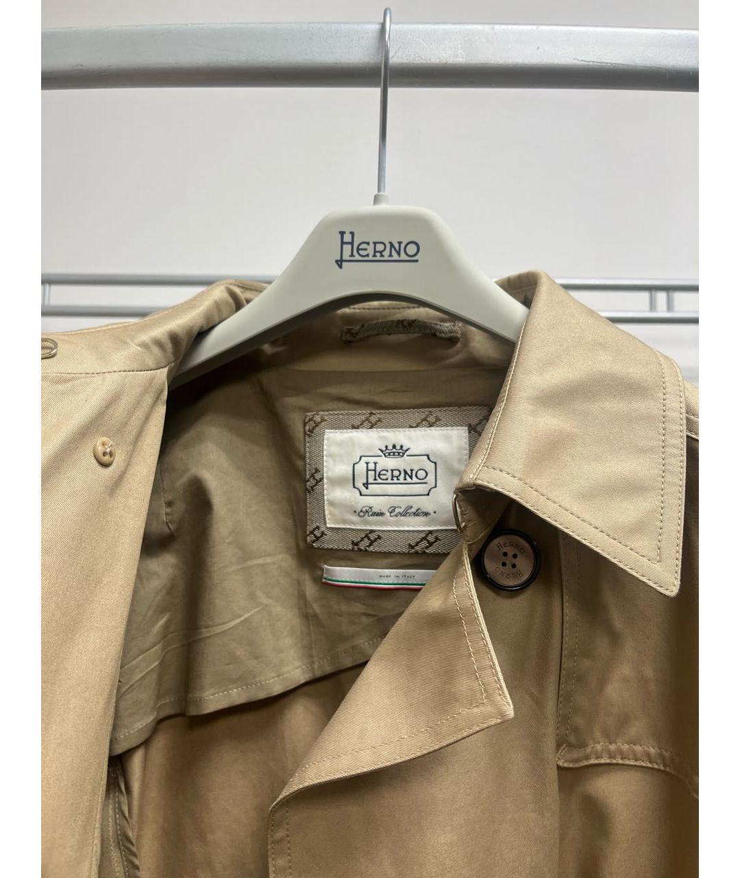 HERNO Бежевый хлопковый тренч/плащ, фото 3