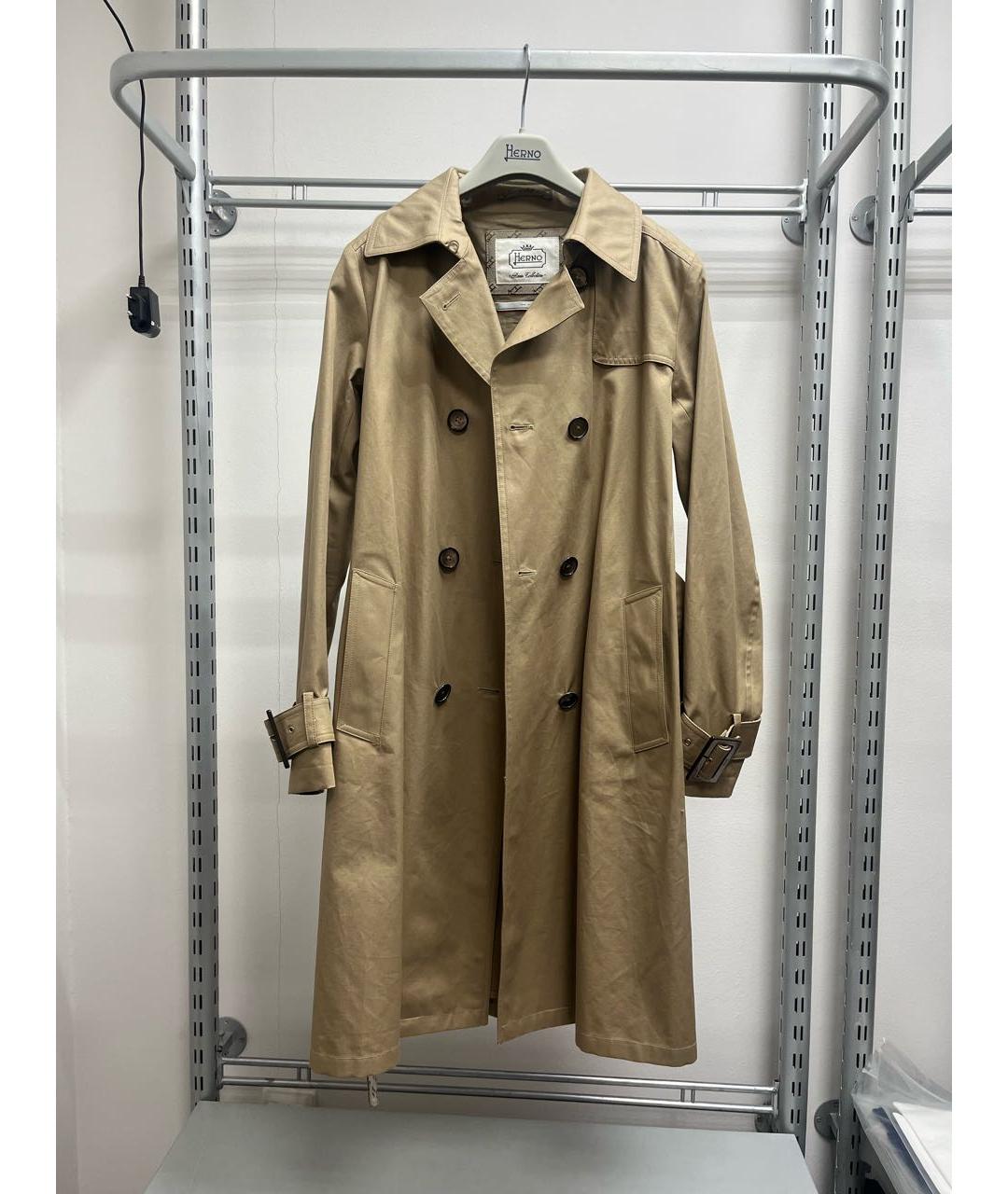 HERNO Бежевый хлопковый тренч/плащ, фото 9