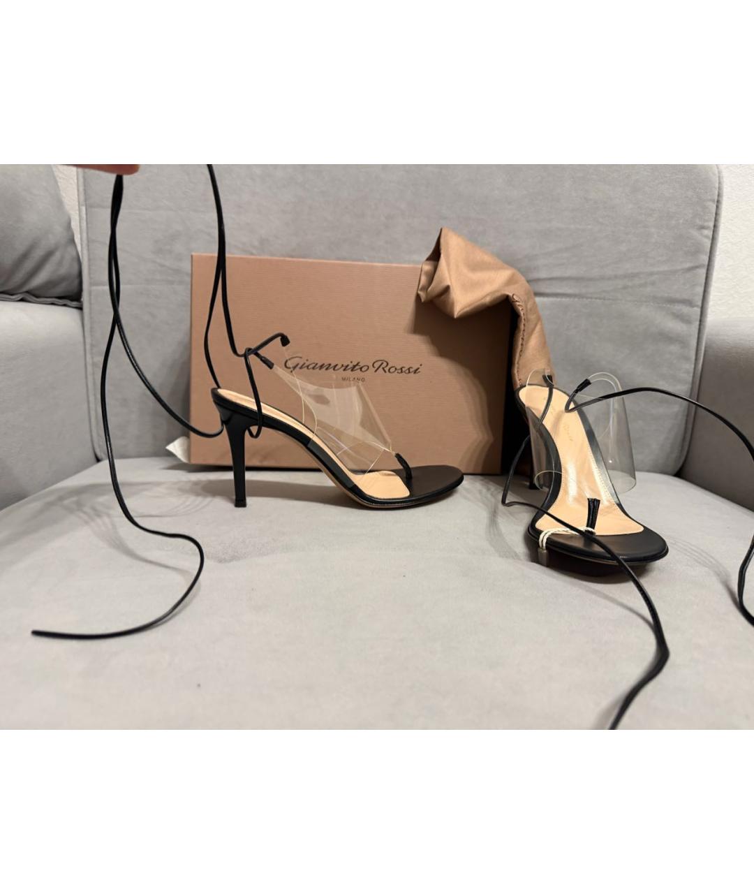 GIANVITO ROSSI Черные кожаные босоножки, фото 2