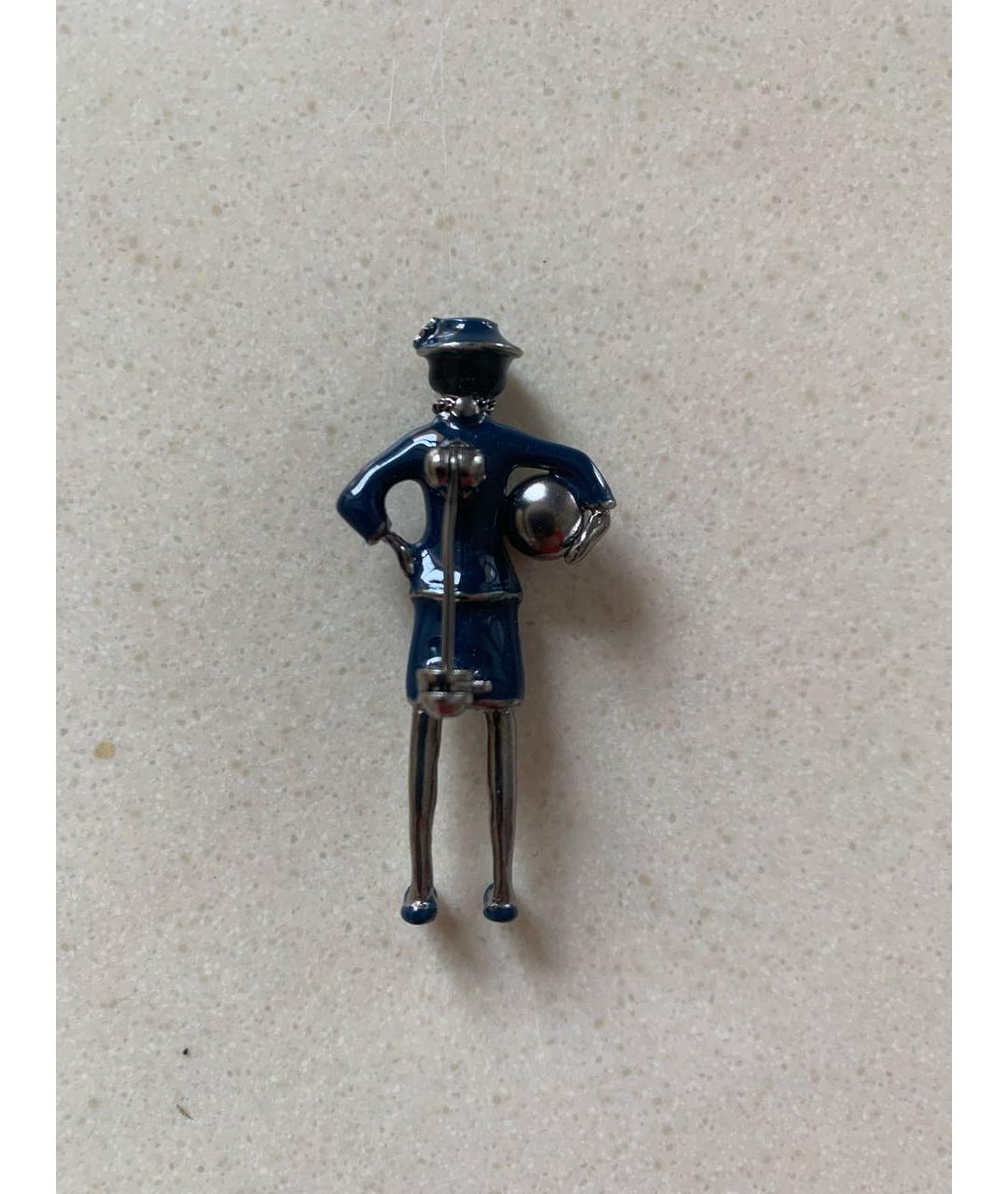 CHANEL Темно-синяя металлическая булавка / брошь, фото 2