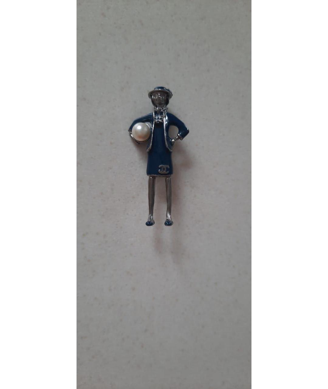CHANEL Темно-синяя металлическая булавка / брошь, фото 4