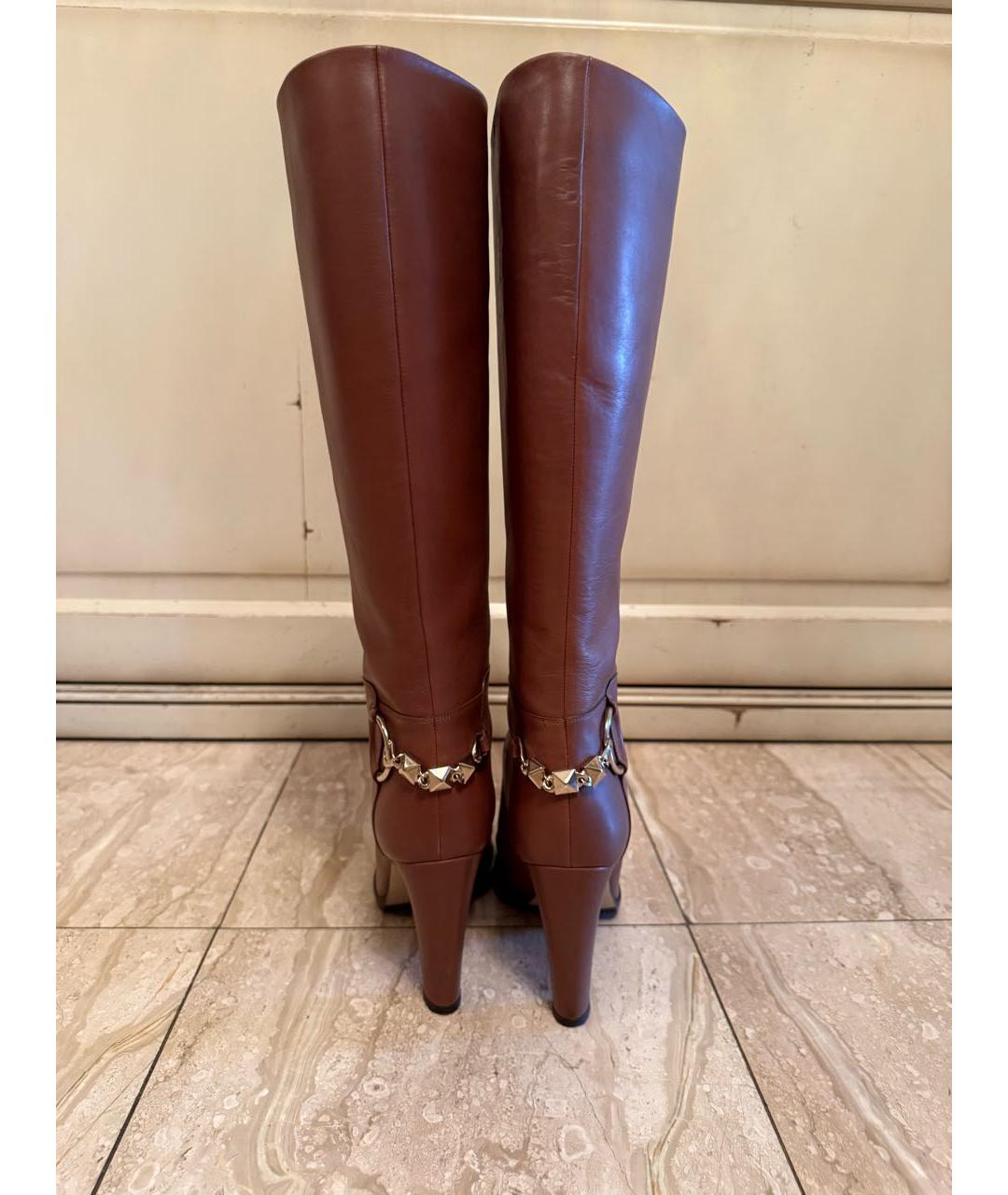 VALENTINO Коричневые кожаные сапоги, фото 4