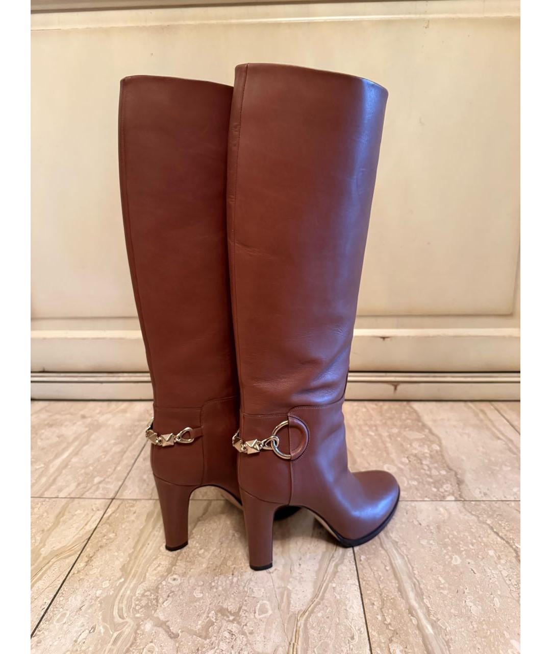 VALENTINO Коричневые кожаные сапоги, фото 2