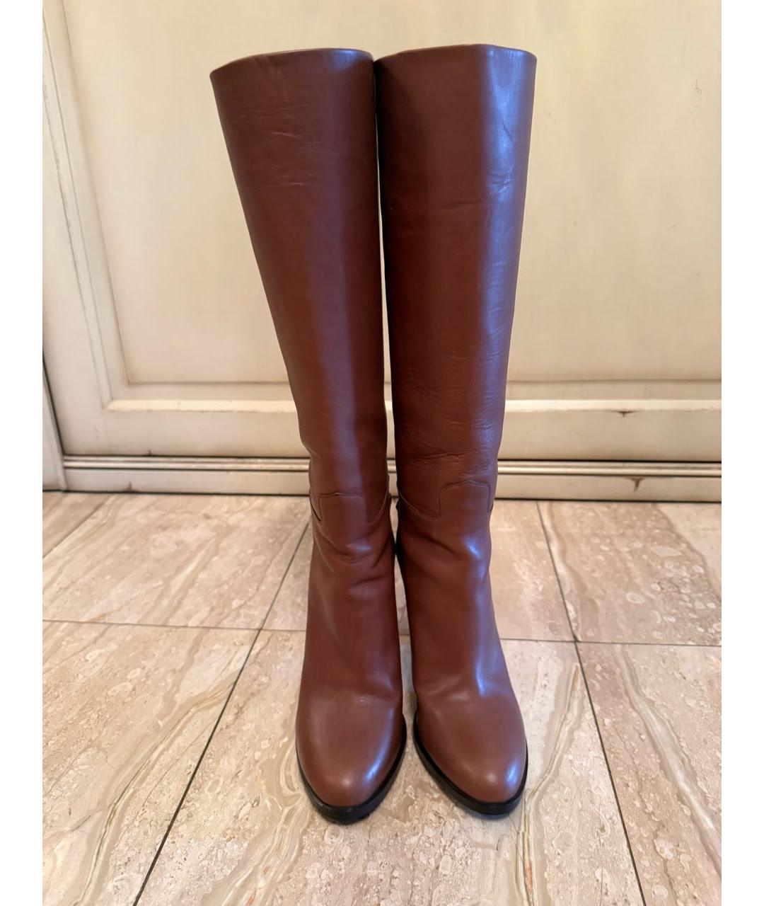 VALENTINO Коричневые кожаные сапоги, фото 3
