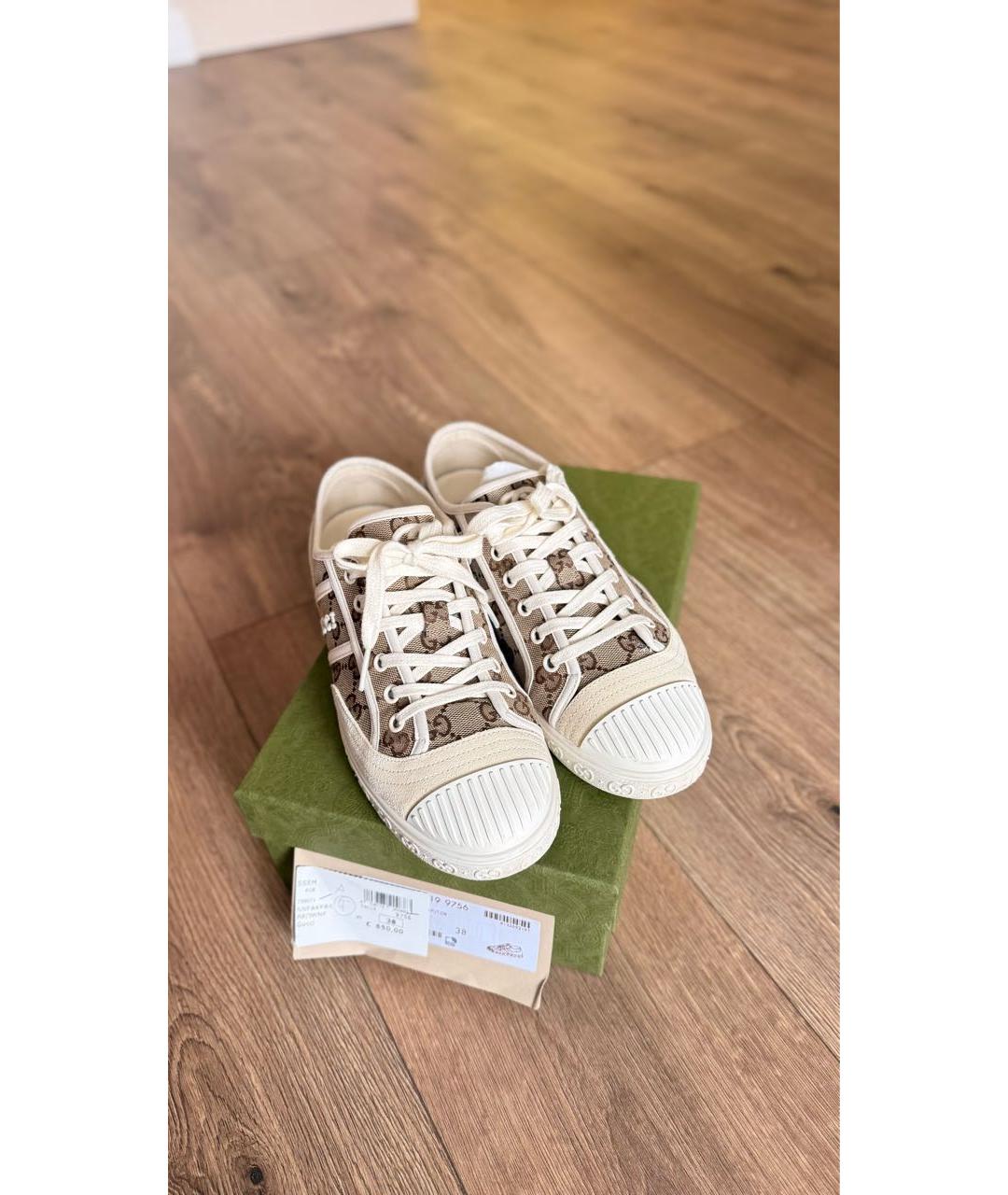 GUCCI Бежевые текстильные кеды, фото 2