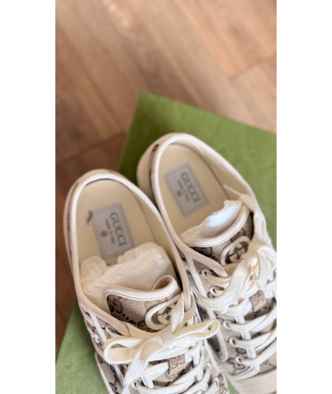 GUCCI Бежевые текстильные кеды, фото 3