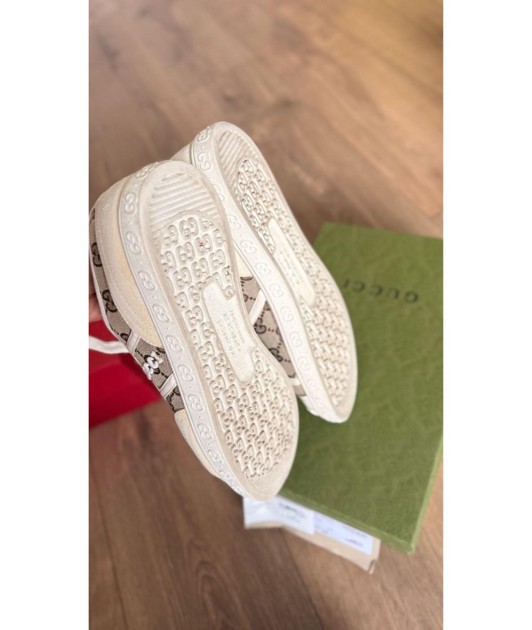 GUCCI Бежевые текстильные кеды, фото 4
