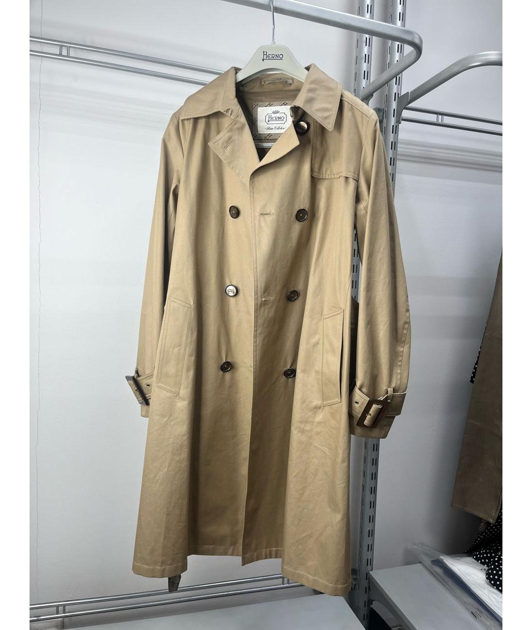 HERNO Бежевый хлопковый тренч/плащ, фото 7