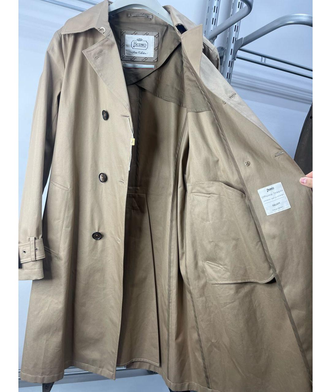 HERNO Бежевый хлопковый тренч/плащ, фото 4