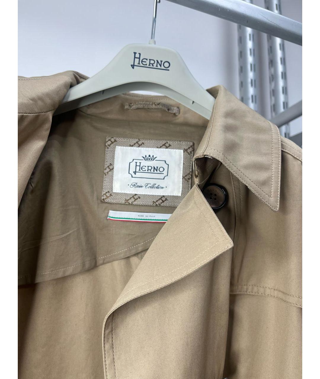 HERNO Бежевый хлопковый тренч/плащ, фото 2