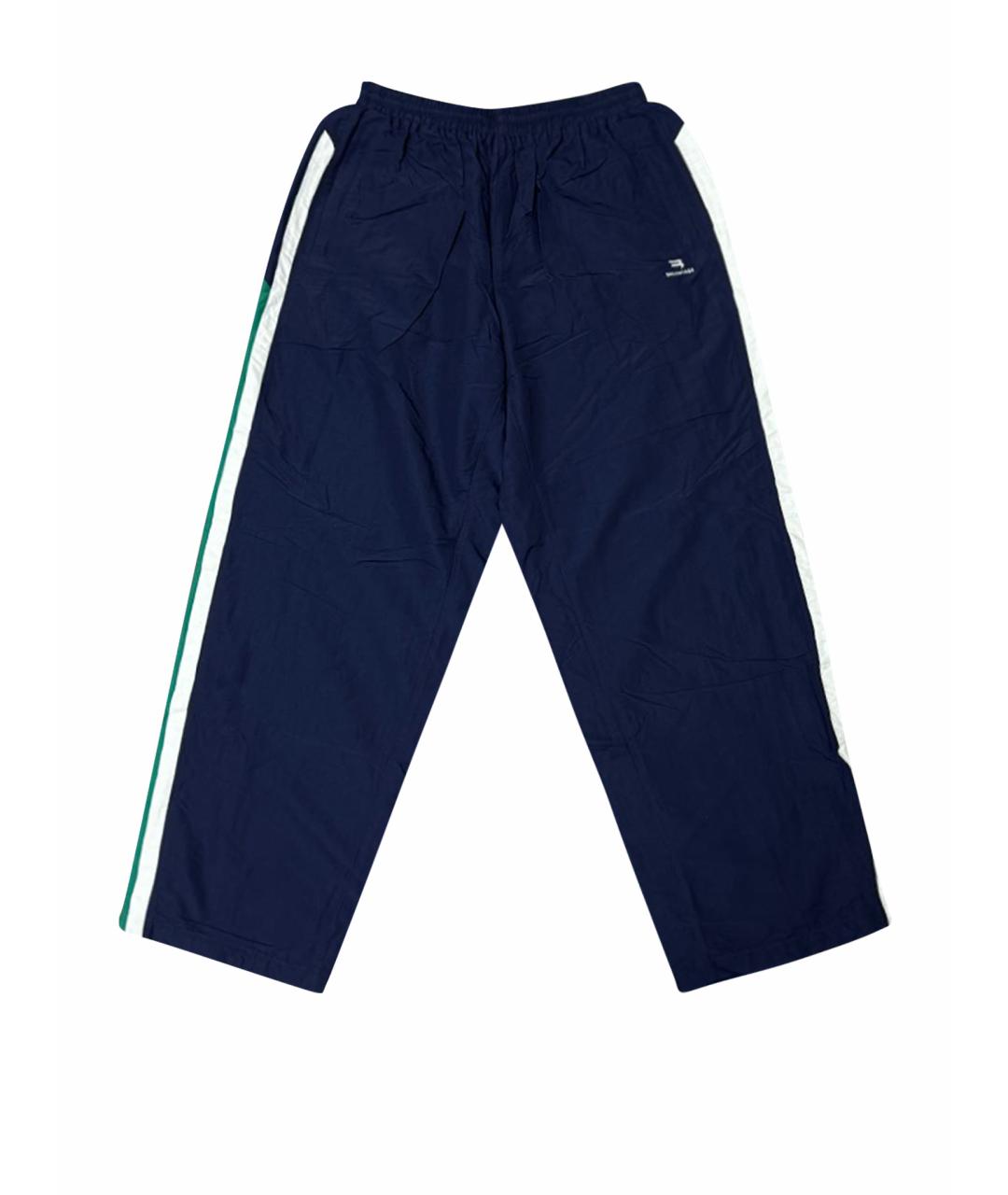 BALENCIAGA Темно-синие хлопковые повседневные брюки, фото 1