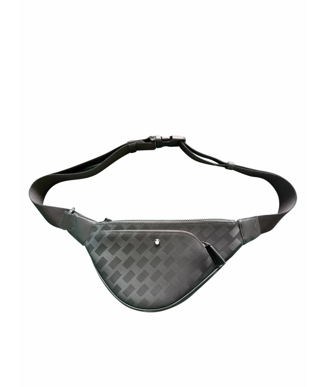 MONTBLANC Черная кожаная поясная сумка, фото 1