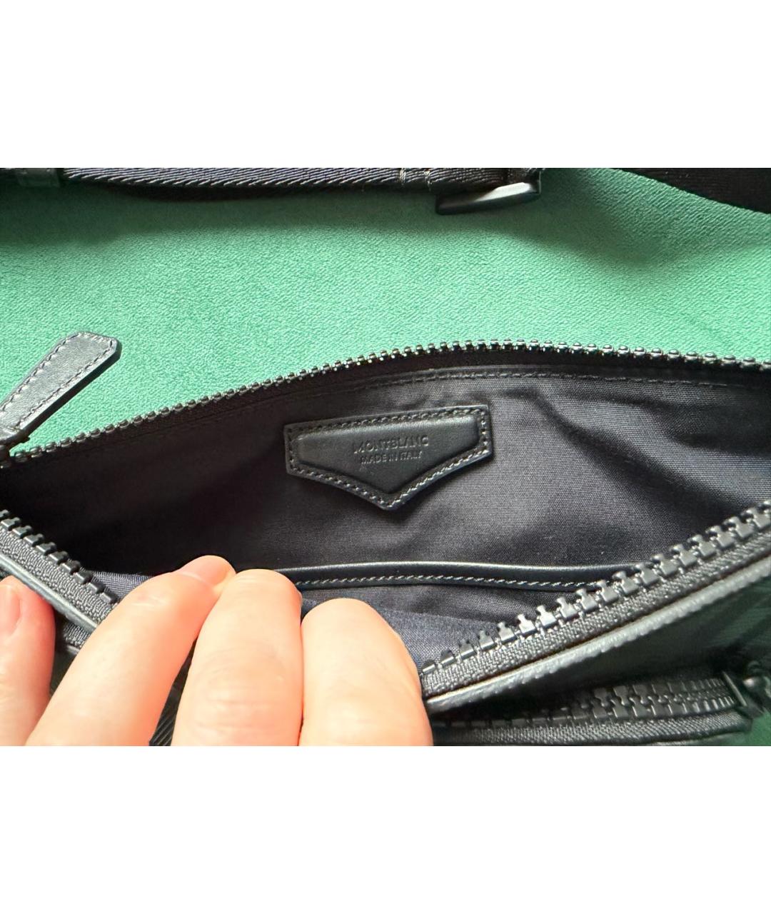 MONTBLANC Черная кожаная поясная сумка, фото 3