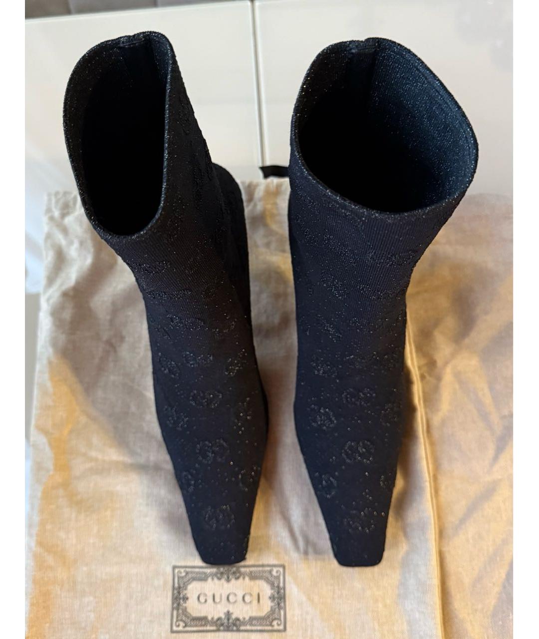 GUCCI Черные текстильные ботильоны, фото 3
