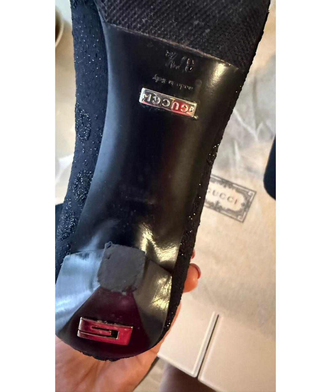 GUCCI Черные текстильные ботильоны, фото 5