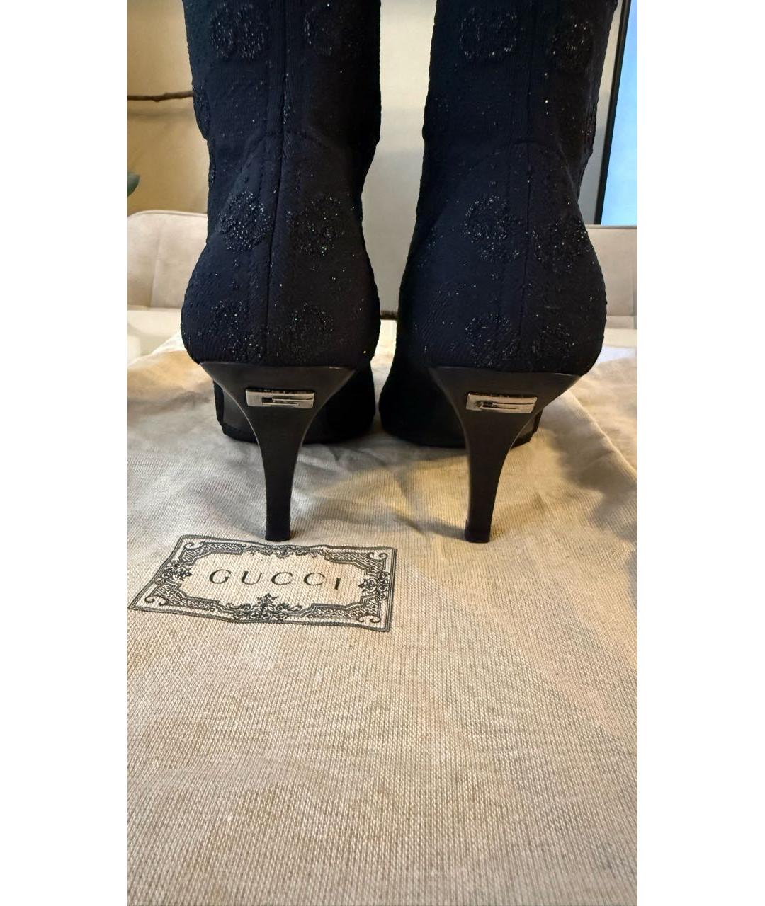 GUCCI Черные текстильные ботильоны, фото 4