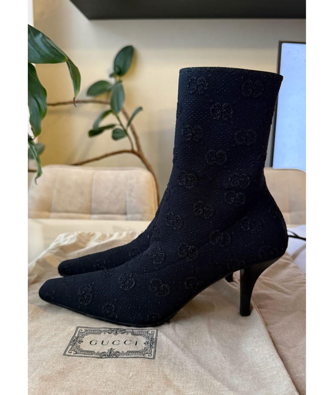 GUCCI Черные текстильные ботильоны, фото 6