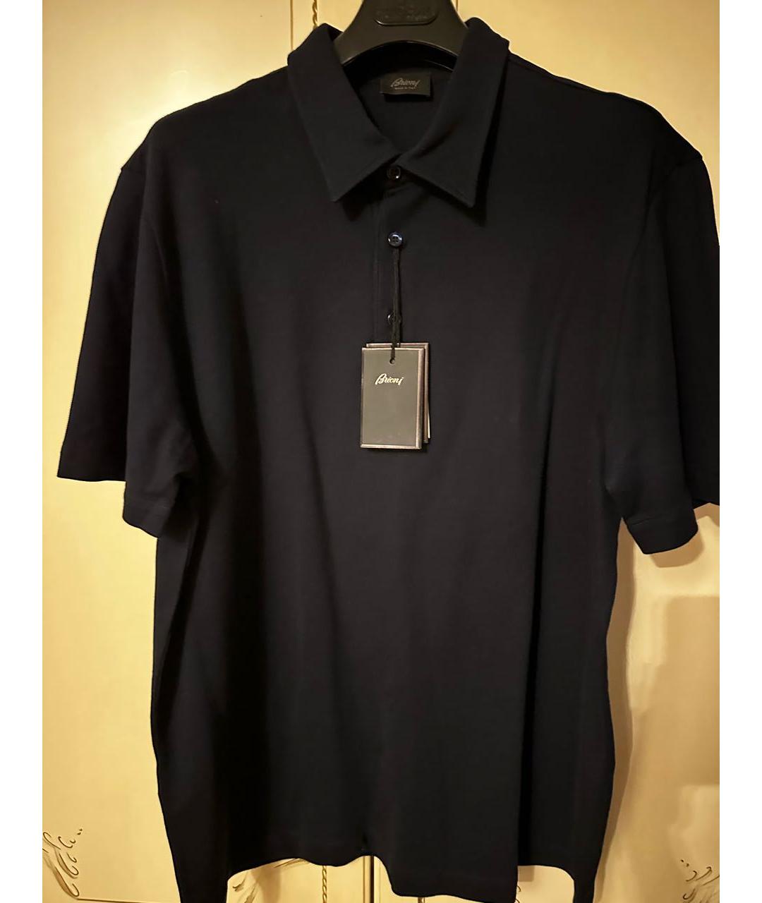 BRIONI Синее хлопковое поло с коротким рукавом, фото 5