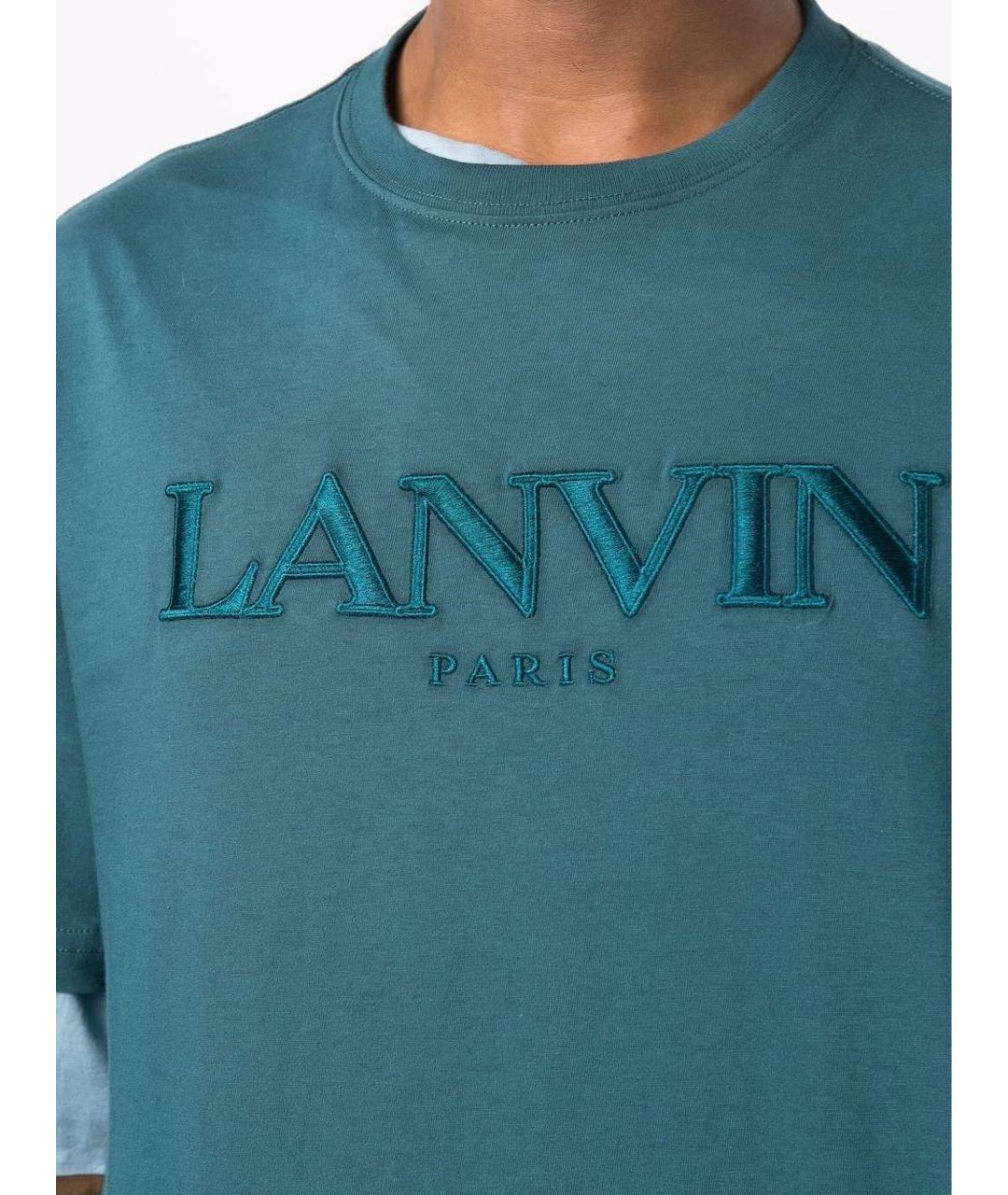 LANVIN Бирюзовая хлопковая футболка, фото 3
