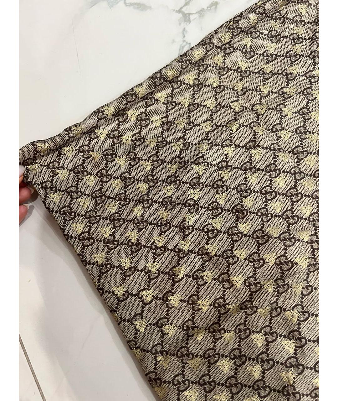 GUCCI Бежевый шелковый платок, фото 3