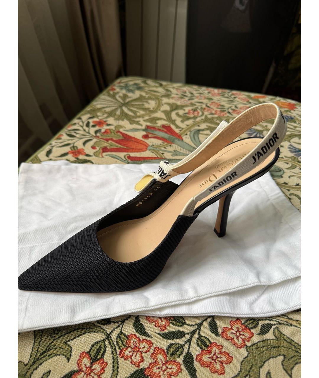 CHRISTIAN DIOR Черные текстильные босоножки, фото 4