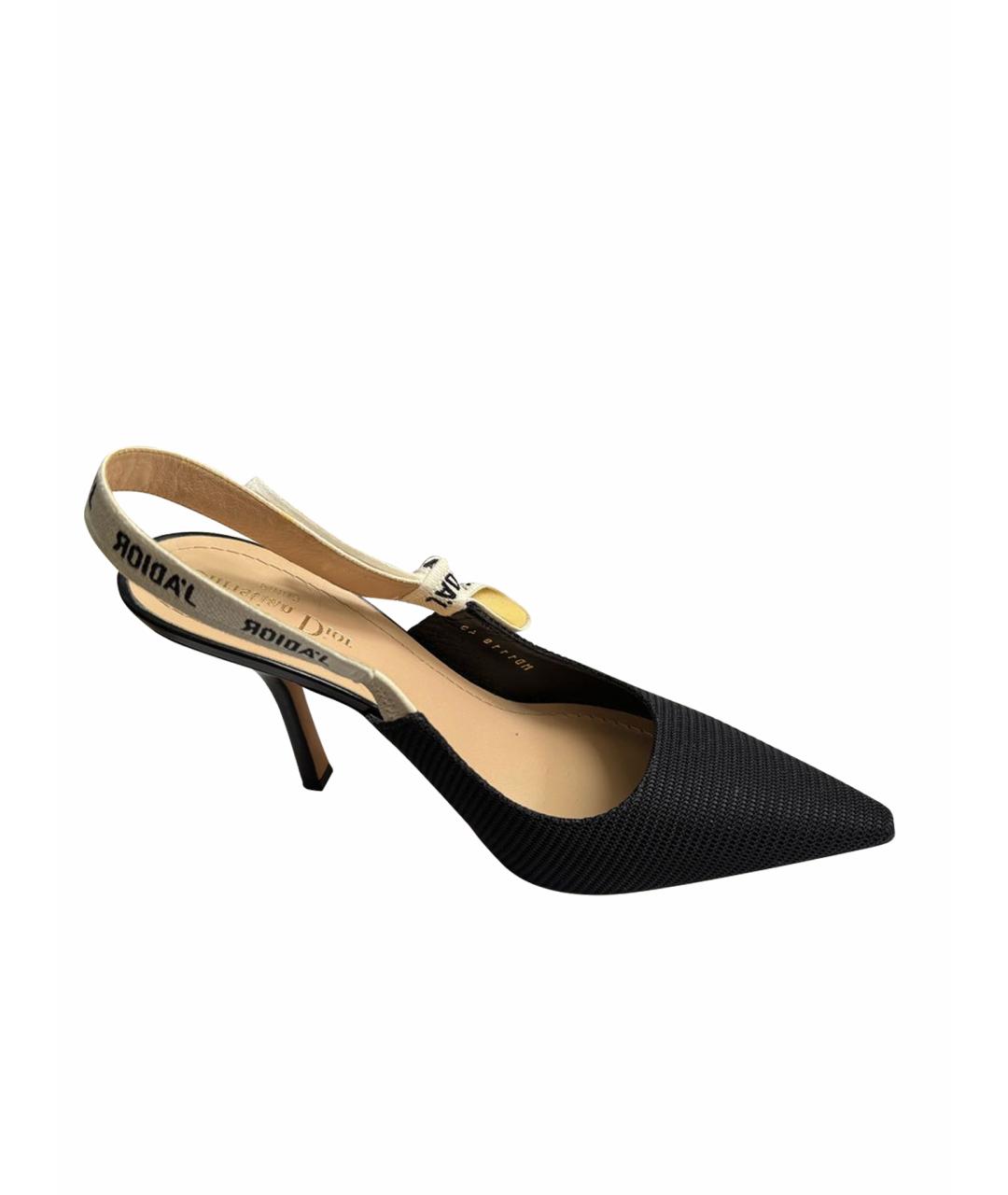 CHRISTIAN DIOR Черные текстильные босоножки, фото 1