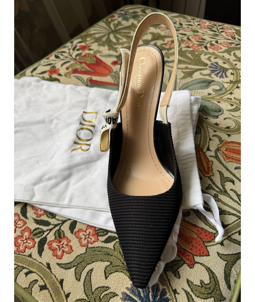 CHRISTIAN DIOR Черные текстильные босоножки, фото 2