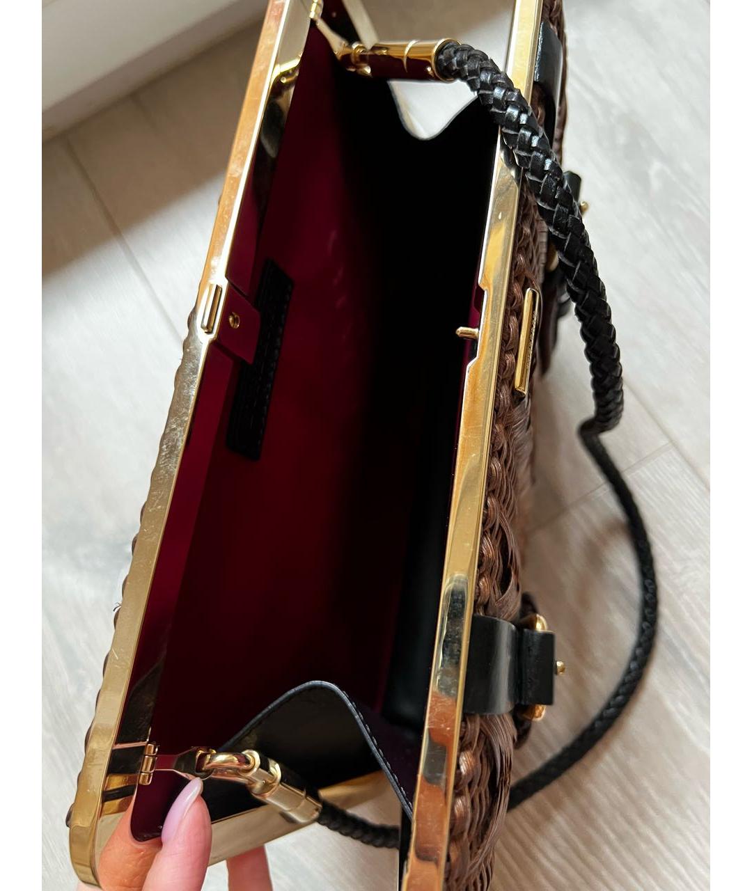 BURBERRY Коричневая пелетеная сумка с короткими ручками, фото 4