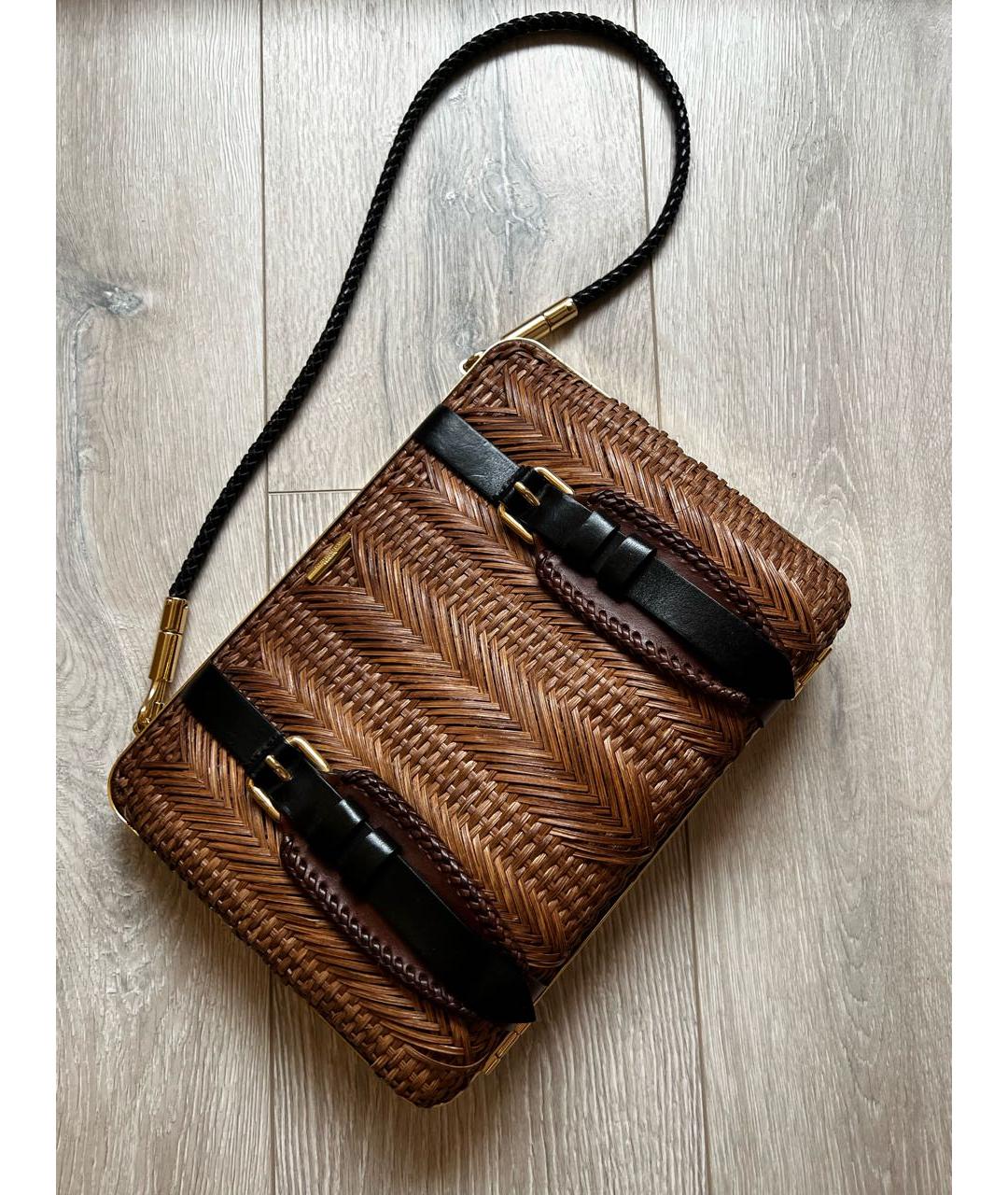 BURBERRY Коричневая пелетеная сумка с короткими ручками, фото 2