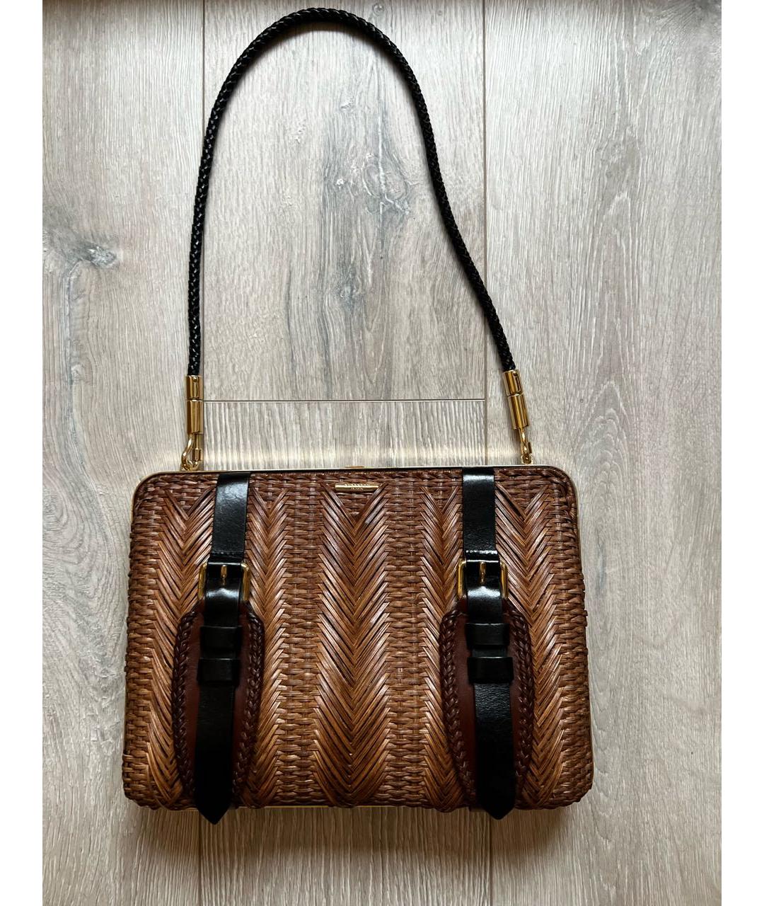 BURBERRY Коричневая пелетеная сумка с короткими ручками, фото 9