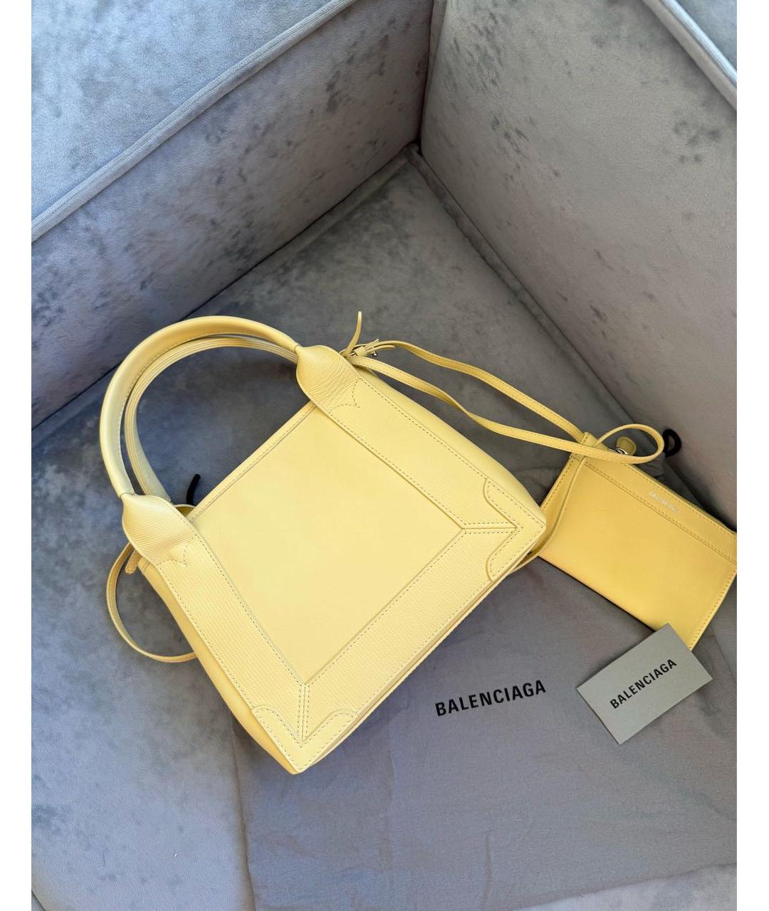 BALENCIAGA Желтая кожаная сумка тоут, фото 4
