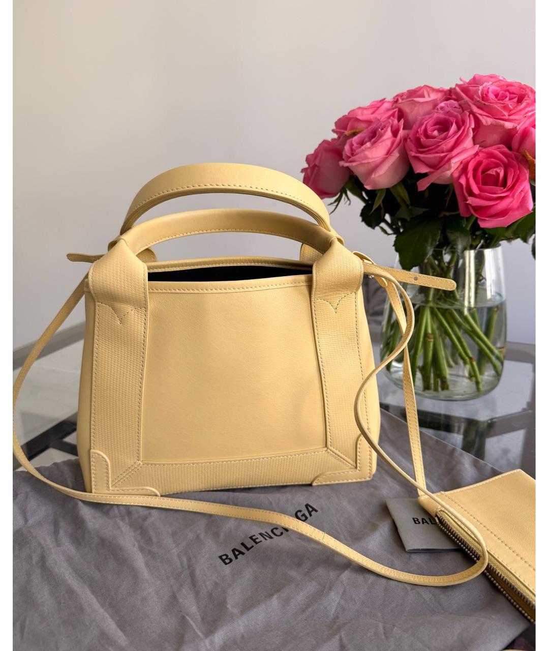 BALENCIAGA Желтая кожаная сумка тоут, фото 7