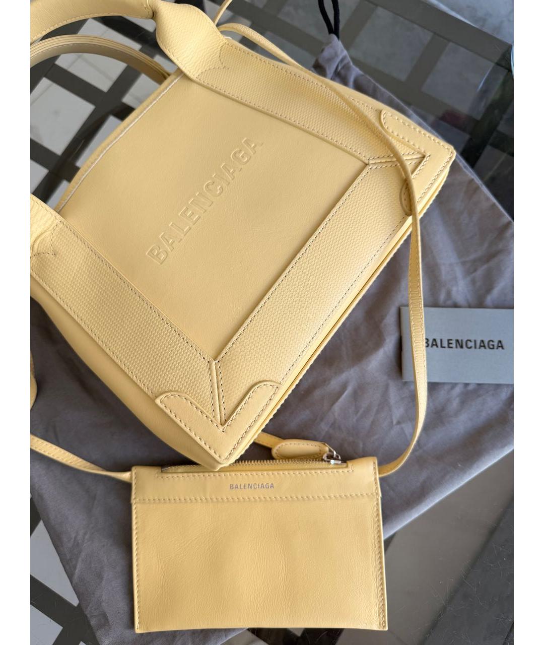 BALENCIAGA Желтая кожаная сумка тоут, фото 8