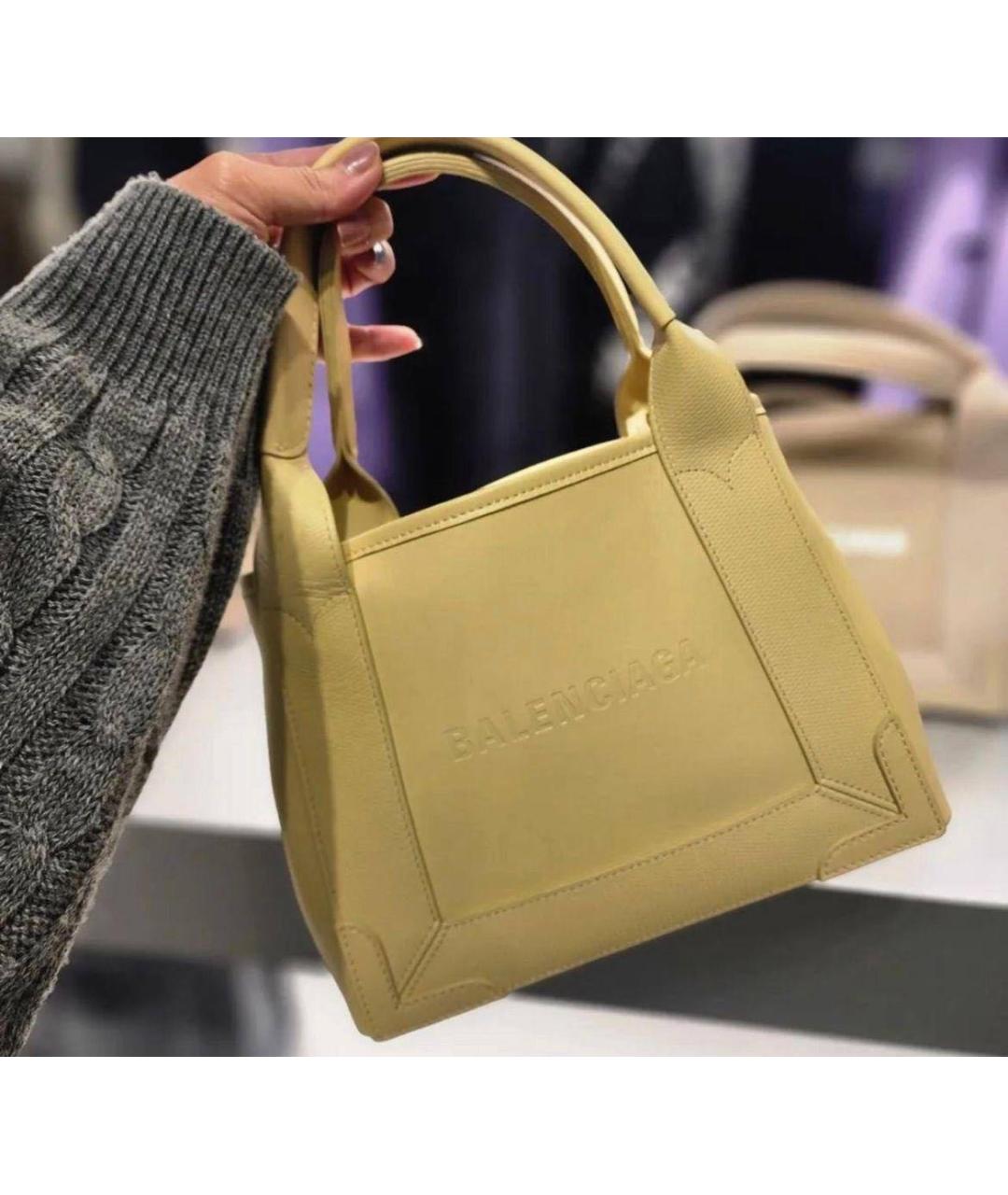 BALENCIAGA Желтая кожаная сумка тоут, фото 6