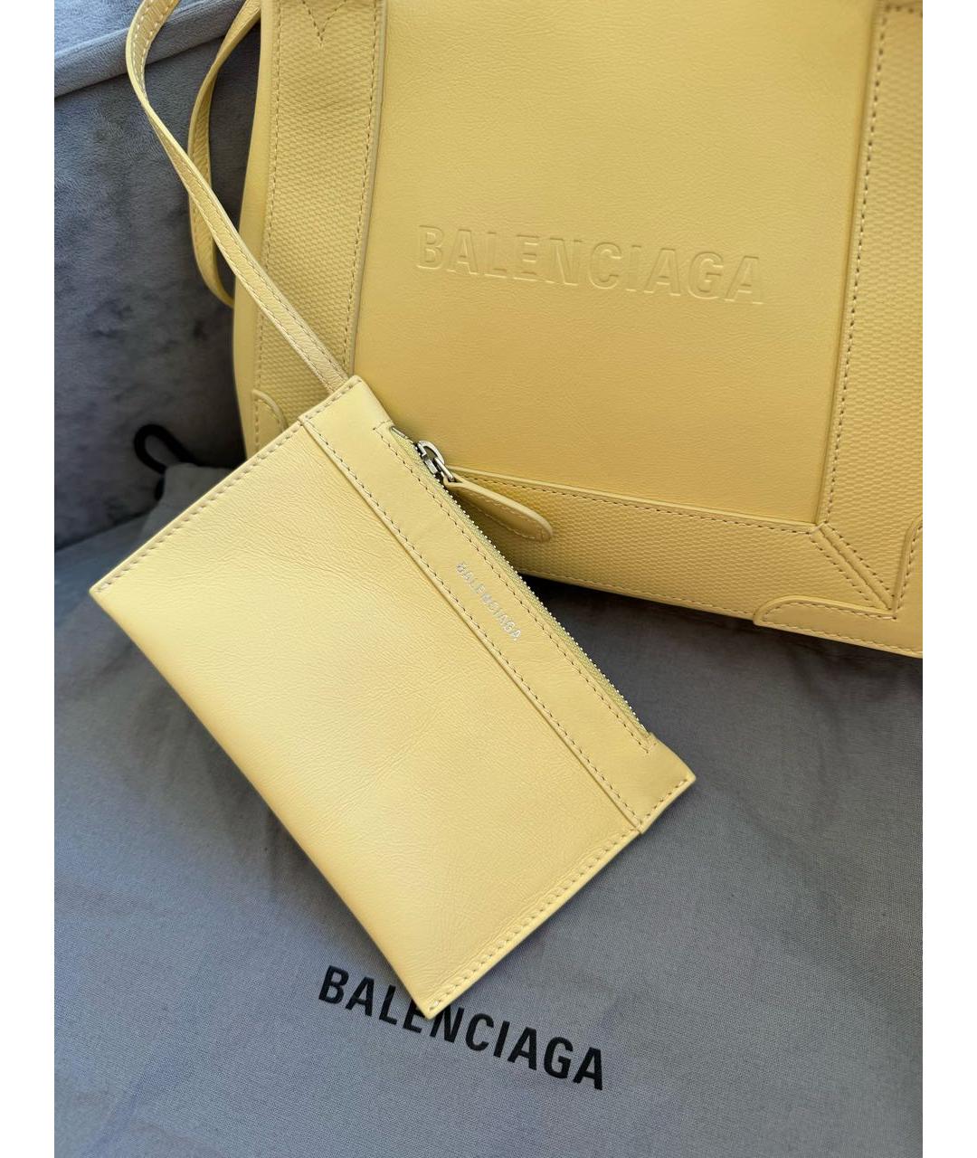 BALENCIAGA Желтая кожаная сумка тоут, фото 2