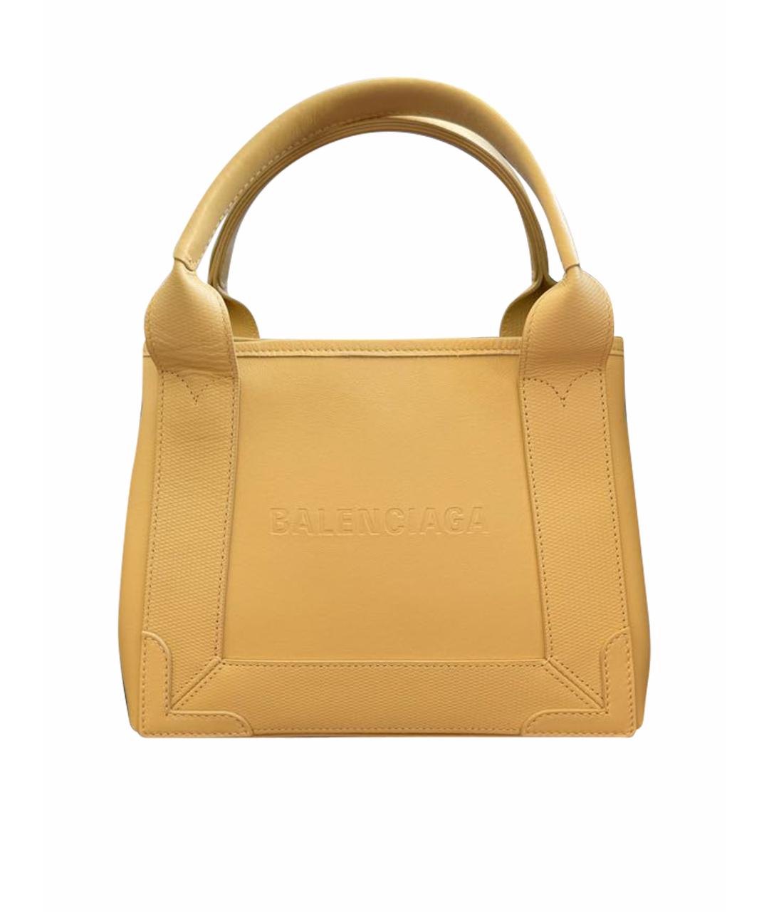 BALENCIAGA Желтая кожаная сумка тоут, фото 1
