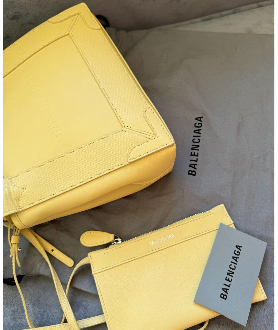 BALENCIAGA Желтая кожаная сумка тоут, фото 5