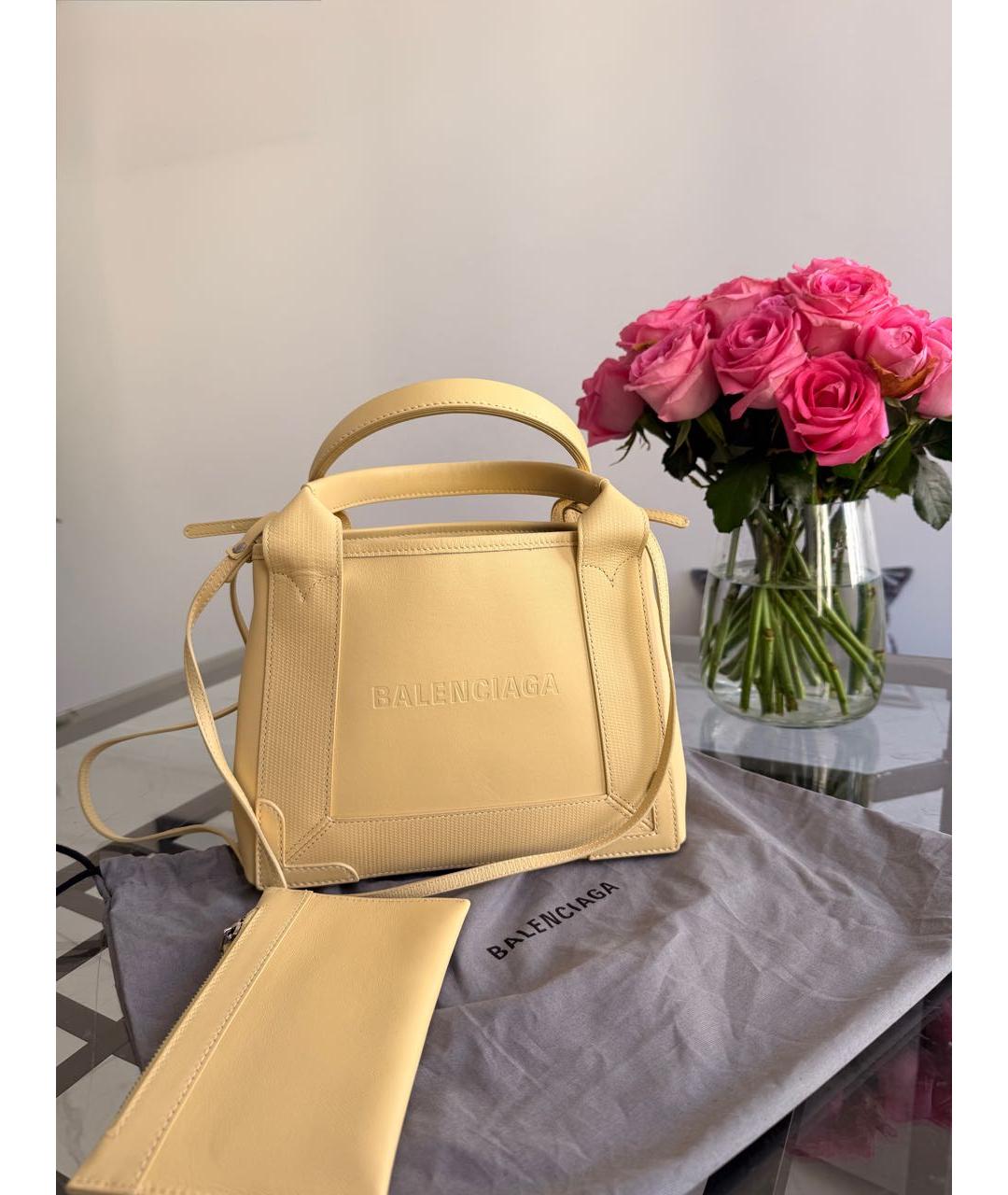 BALENCIAGA Желтая кожаная сумка тоут, фото 3