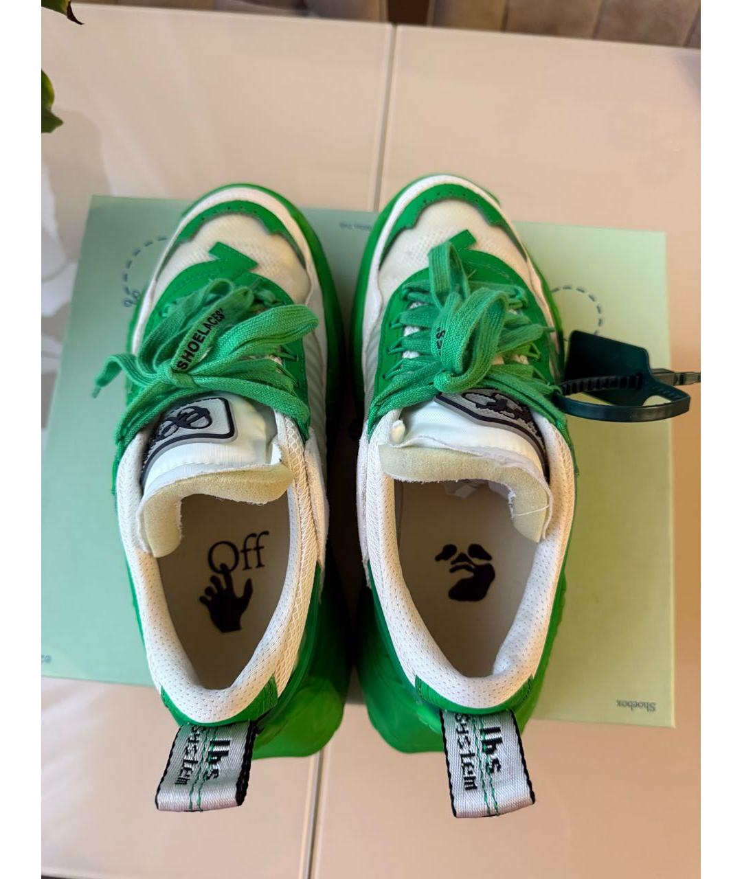 OFF-WHITE Зеленые текстильные кроссовки, фото 3