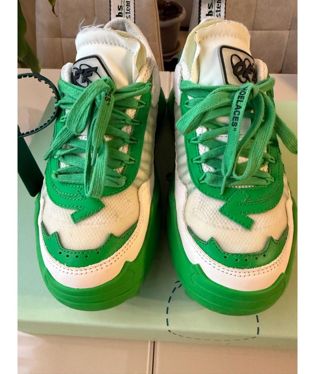 OFF-WHITE Зеленые текстильные кроссовки, фото 2