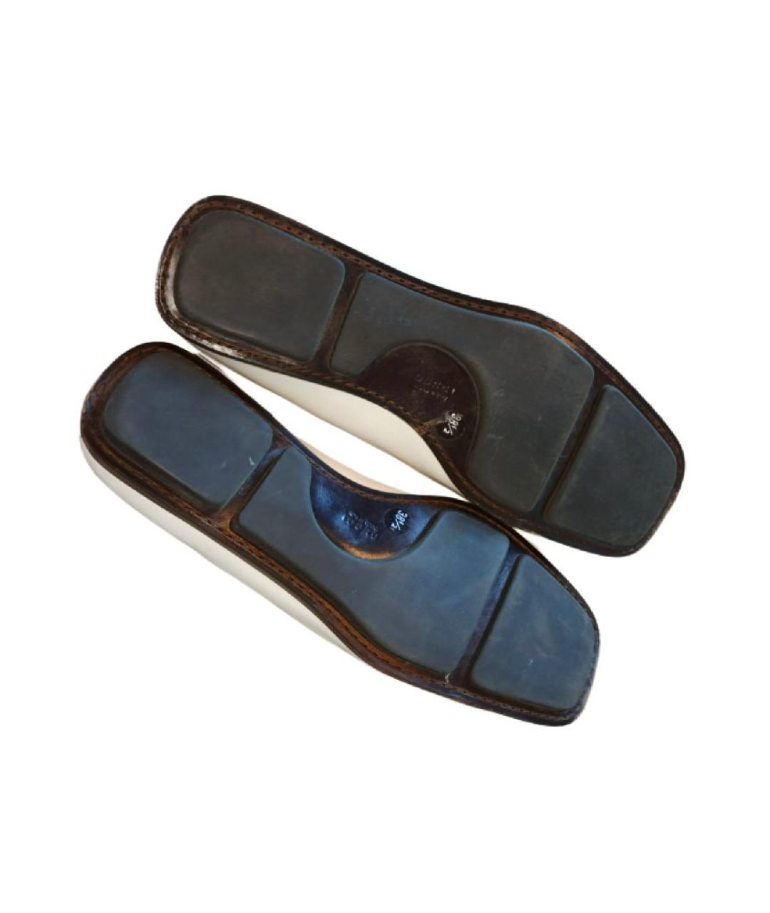 GUCCI Белые кожаные лоферы, фото 3